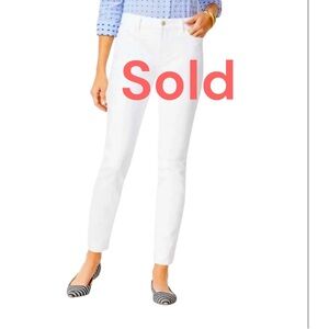 Talbots Slim Ankle Jeans Womens Size 14W White Flawless Five Pocket Denim Pants